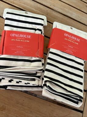 🍓 OPALHOUSE JUNGALOW black white striped napkins NEW x8